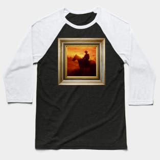 Silhouette Cowboy in retro vintage frame Baseball T-Shirt